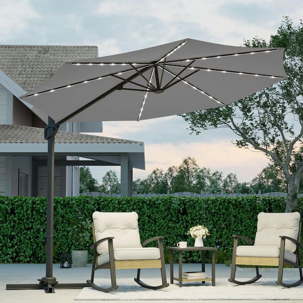 360-degree led cantilever offset patio umbrella w/ tilt - 10ft Best Choice Products 360 Rotating Easy Auto Open Solar Lights 78.5 sq ft) JOYESERY 10 ft. LED Cantilever