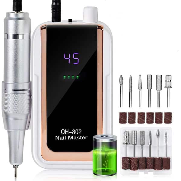 Tidoin 45000 RPM White Gradient Color Portable Nail Drill Machine Plug-in Nail Polisher for Home Nail Salon Gel Nail Polishing