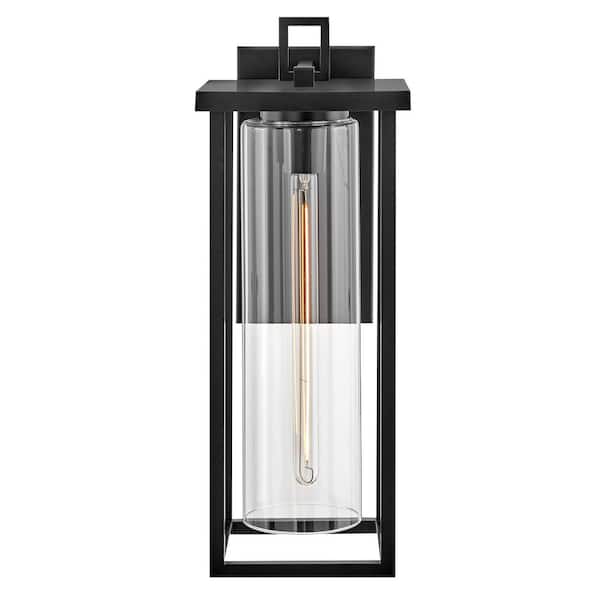 LARK - Mateo 1-Light Black Hardwired Outdoor Wall Lantern Sconce