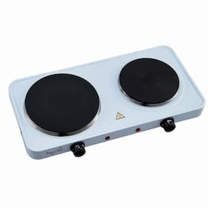 Portable 2-Burner 7.25 in. Sleek White Hot Plate with Temperature Control
