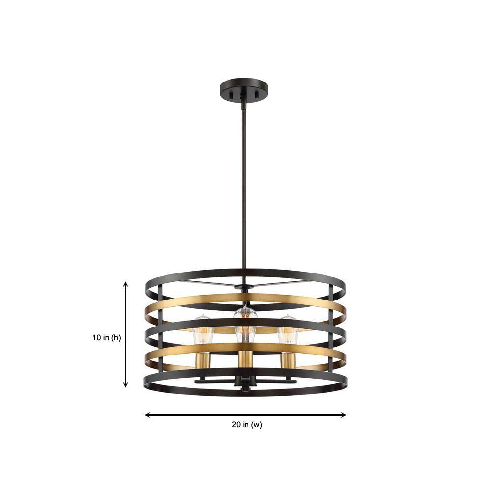 Mya Contemporary Drum Pendant Light in Antique Bronze
