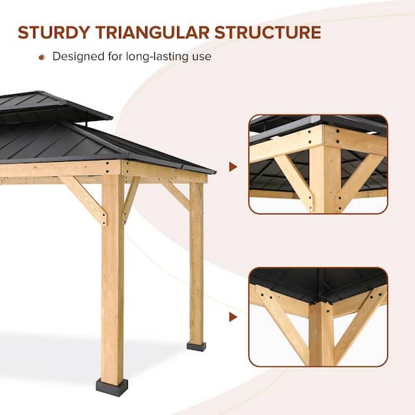 EAGLE PEAK 13 ft. W x 11 ft. D Black Outdoor Cedar Framed Hardtop