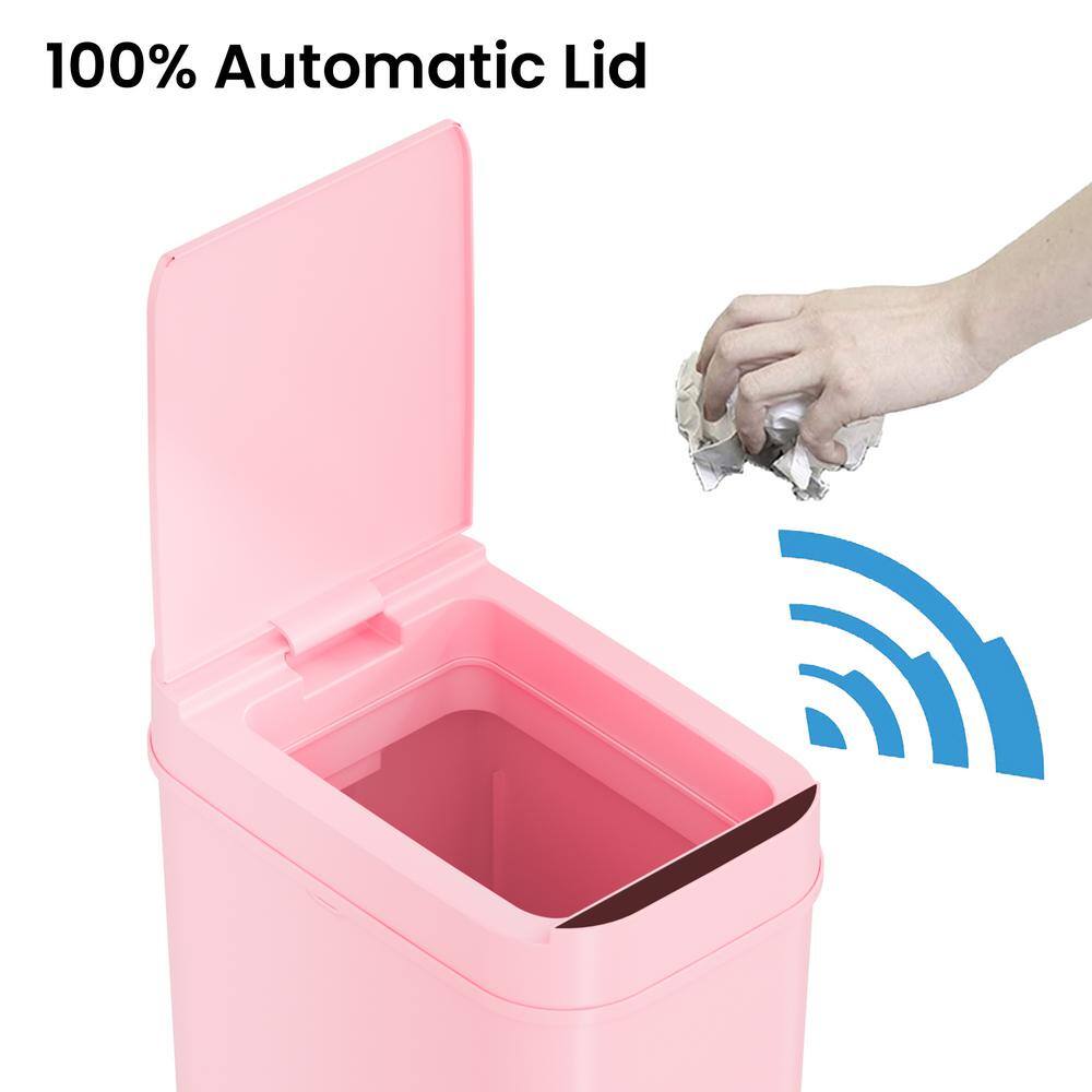 iTouchless 3 Gallon Pink Plastic Touchless Sensor Trash Can