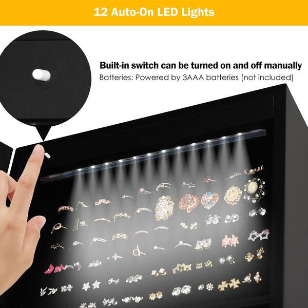 Costway LED Jewelry Armoire Cabinet with Bevel Edge Mirror Costway LED Jewelry Armoire Cabinet with Bevel Edge Mirror