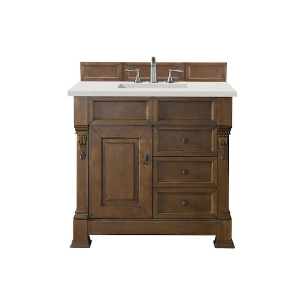 James Martin Vanities Brookfield 36.0 in. W x 23.5 in. D x 34.3 in. H Single Bathroom Vanity in Country Oak with Lime Delight Quartz Top