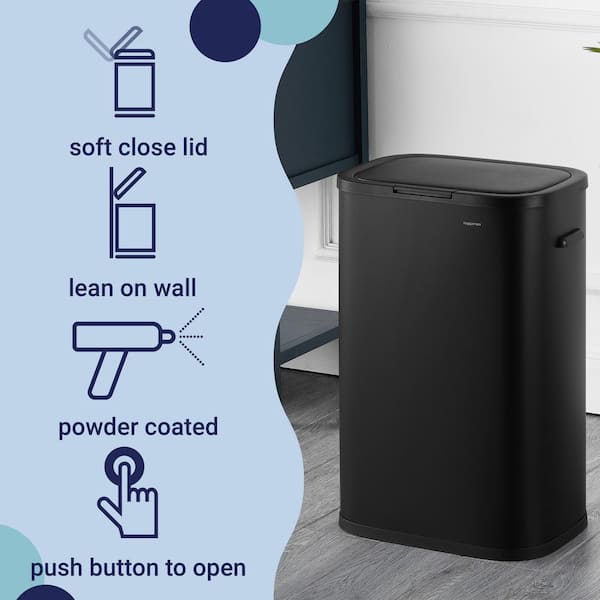 Homemaxs 1pc Push-Button Plastic Trash Can Convenient for Garbage Bags Silent Garbage Can Large Capacity Square Trash Can Stylish Living Room Kitchen