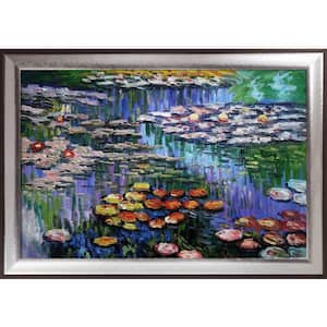 Water Lilies Pink by Claude Monet Magnesium Framed Oil Painting Art Print 29.25 in. x 41.25 in.