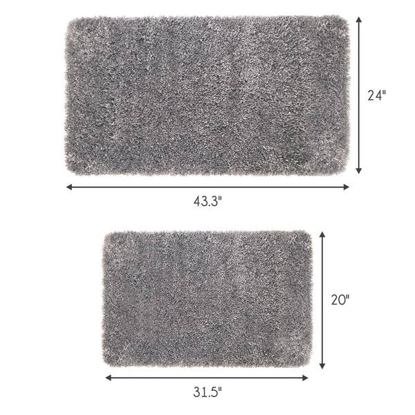 SUSSEXHOME Solid Gray Bathroom Rugs Sets, Non Slip Bath Mats, 2-Piece Bathroom  Rugs Sets CAL-SLD-GY-2SET - The Home Depot