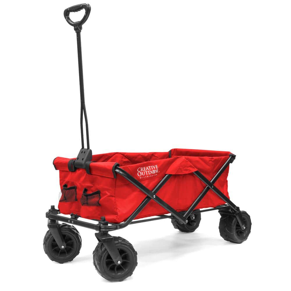 7 cu.ft. Metal Folding Garden Cart in Red