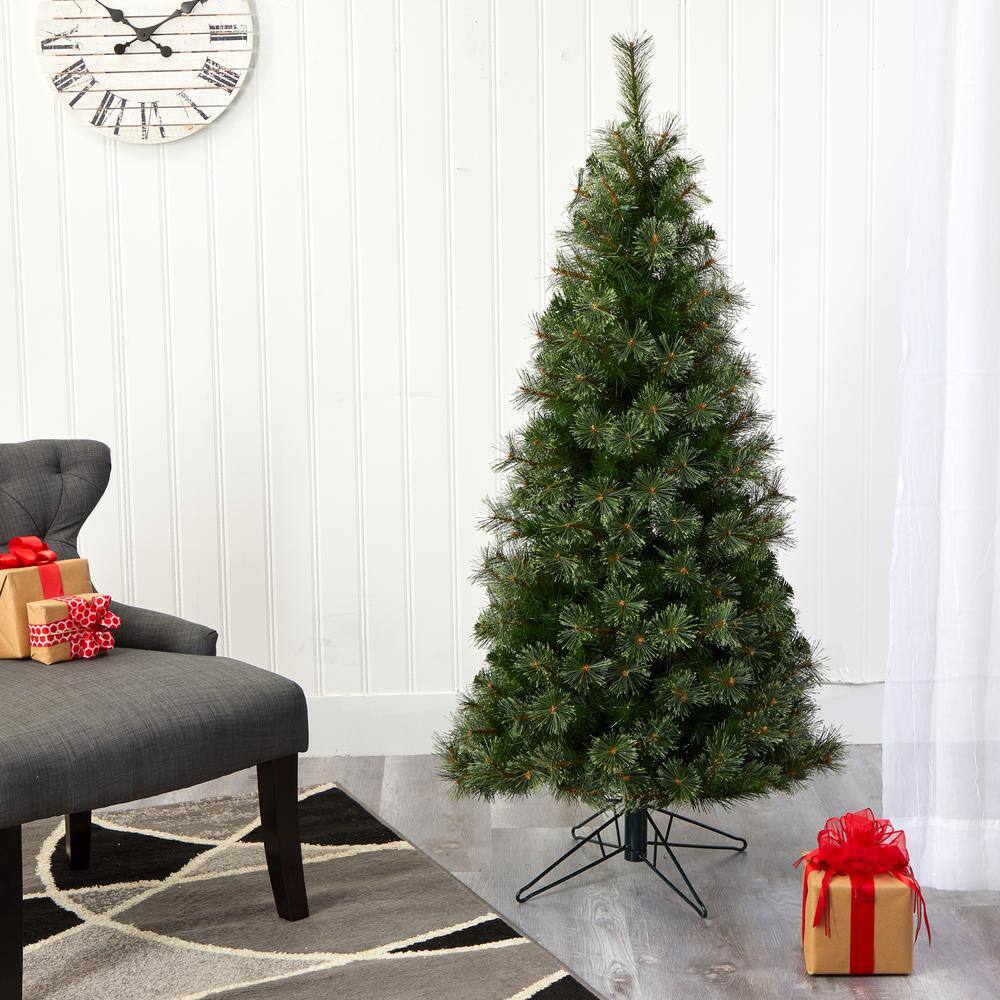 5-Foot Slim Green Artificial Christmas Tree with Warm White Lights