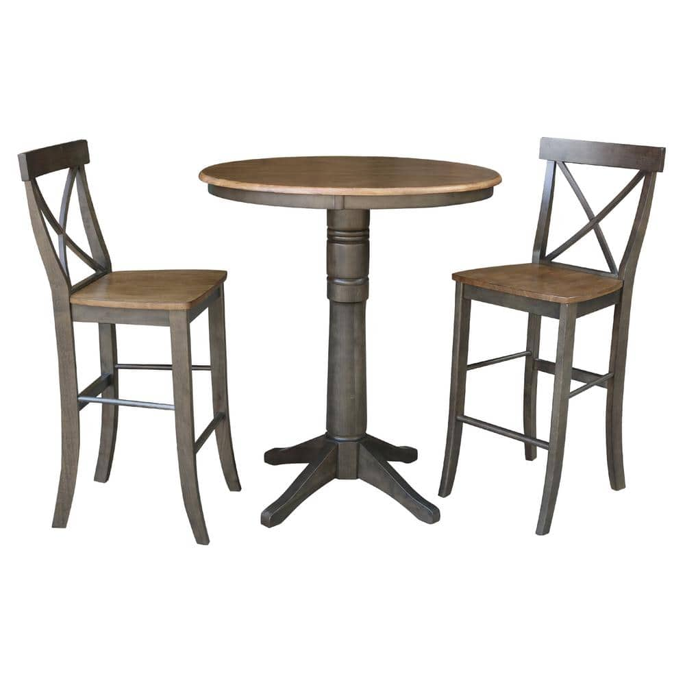 International Concepts Olivia 3-Piece 36 in. Hickory/Coal Round Solid ...