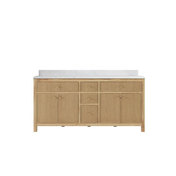 Willow Collections Sonoma Teak 72 in. W x 22 in. D x 36 in. H Double Sink Bath Vanity in Light Teak with 1.5 in. Empira Quartz Top