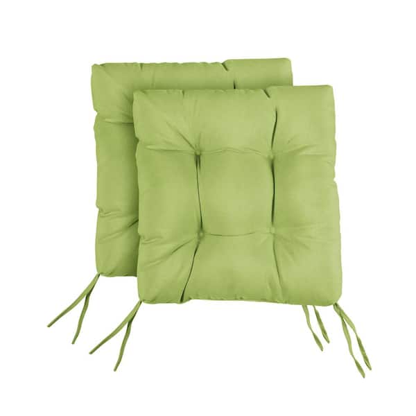 SORRA HOME Apple Green Tufted Chair Cushion Square Back 16 x 16 x 3 (Set of 2)