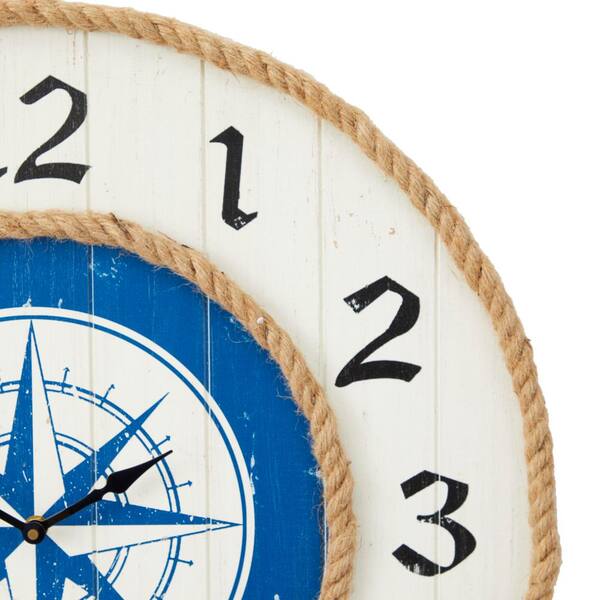 Litton Lane Gold Wood Ship wheel Sail Boat Analog Wall Clock