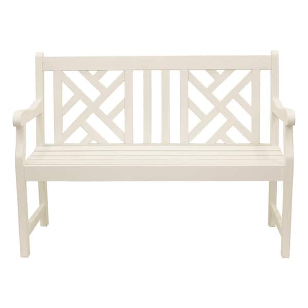Decor Therapy Atlantic 48in. White Wood Outdoor Bench