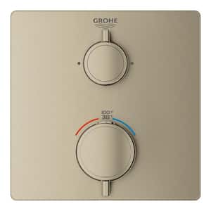 Grohtherm Dual Function Thermostatic Square 2-Handle Trim Kit in Brushed Nickel (Valve Not Included)