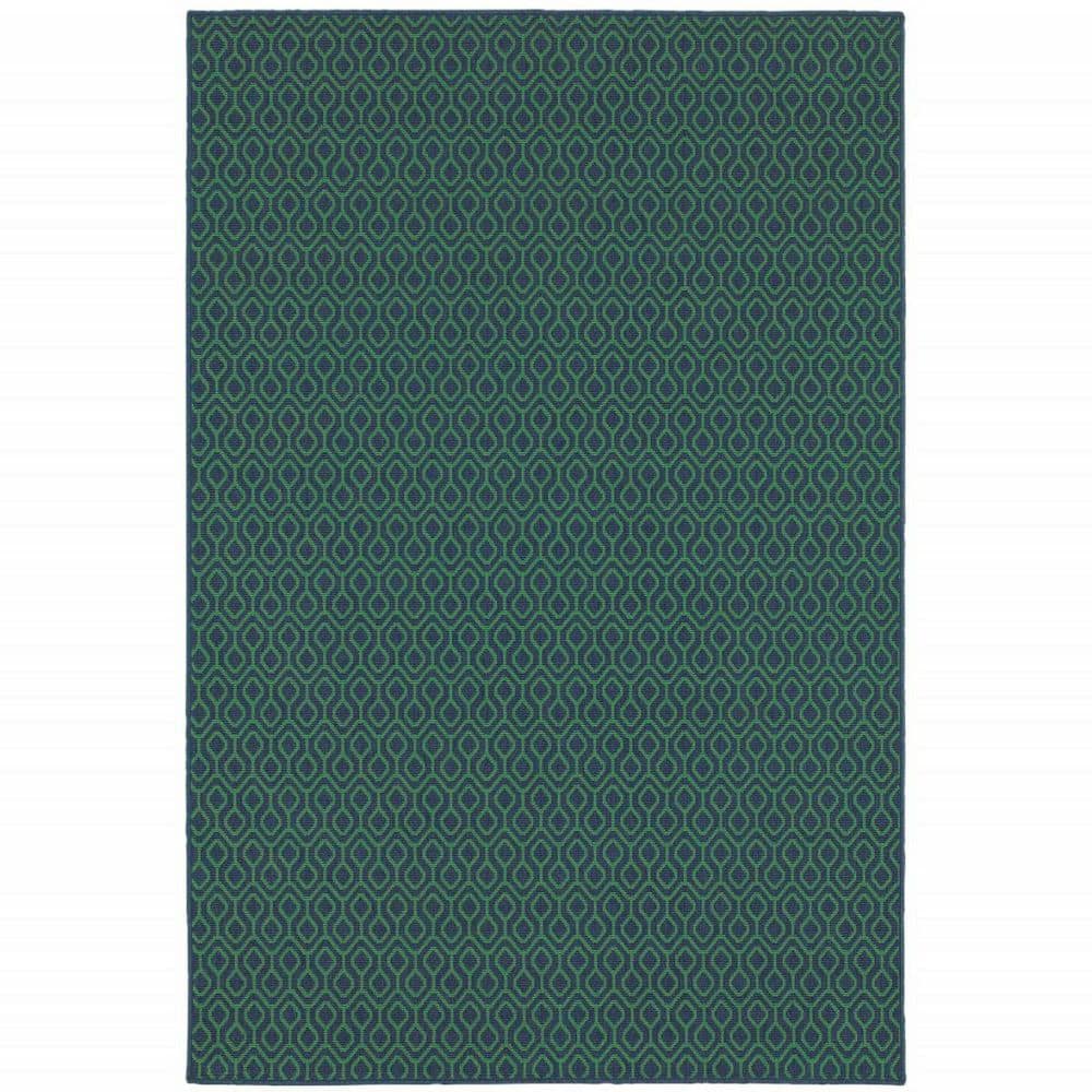 Blue, Green 4 ft. x 6 ft. Loomed Geometric Polypropylene Rectangle Indoor/Outdoor Area Rug price history on PriceWatchPro