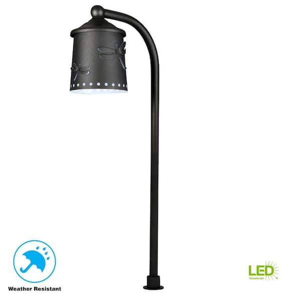 Hampton Bay 25-Watt Equivalent Low Voltage Black Integrated LED Outdoor Landscape Path Light with Shade Details