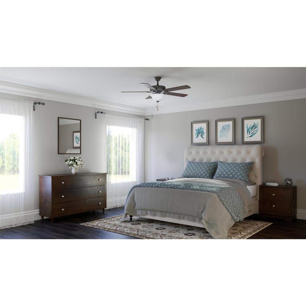 Architectural Bronze 52" Ceiling Fan with Reversible Blades and Lighting