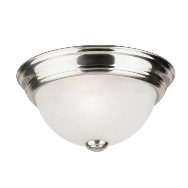 Westinghouse 1-Light Ceiling Fixture Brushed Nickel Interior Flush-Mount with Frosted White Alabaster Glass
