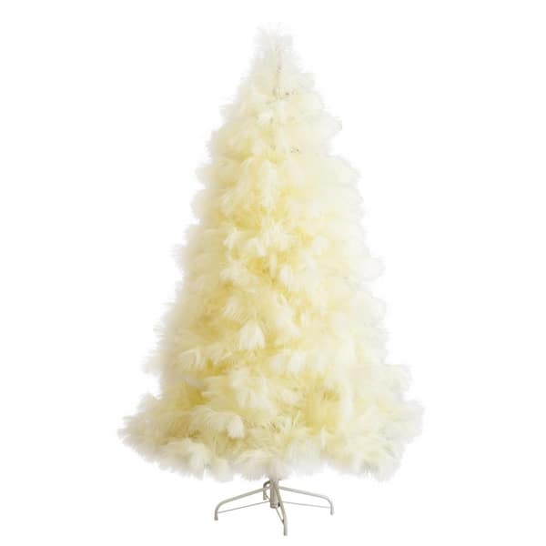 Nearly Natural 6 ft. Unlit White Pampas Grass Artificial Christmas Tree