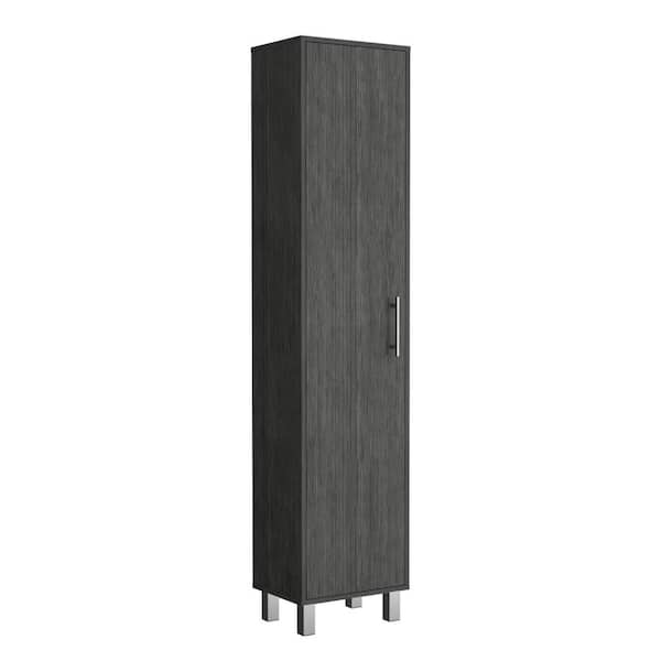 Adrinfly 12 in. W x 16 in. D x 71 in. H in Gray MDF Wood Ready to Assemble Corner Standard Kitchen Cabinet with 5 Shelves