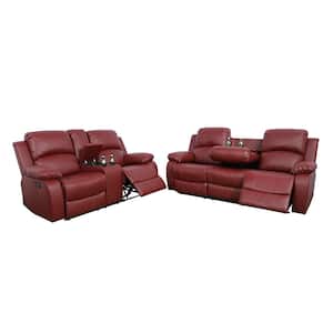 72 in. Round Arm 5-Seater Sofa in Burgundy
