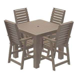 Glennville Woodland Brown Counter Height Plastic Outdoor Dining Set in Woodland Brown Set of 4
