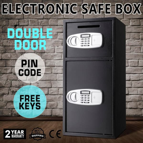 Black 2.6 cu. ft. Large Double Door Security Safe, Steel Safe Box, Strong Box with Digital Lock for Money, Gun, Jewelry