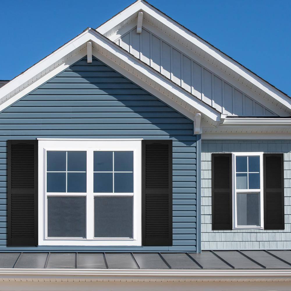 Classic Blue Vinyl Cathedral Top Exterior Shutters, 14.5" x 80"