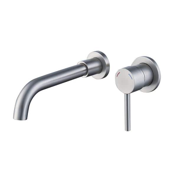 Modern Single Handle Wall Mount Roman Tub Faucet 2-Hole and Rough in Valve Included in Brushed Nickel