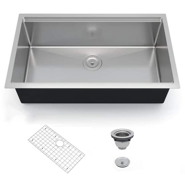 33 in. Undermount Single Bowl 18 Gauge Stainless Steel Kitchen