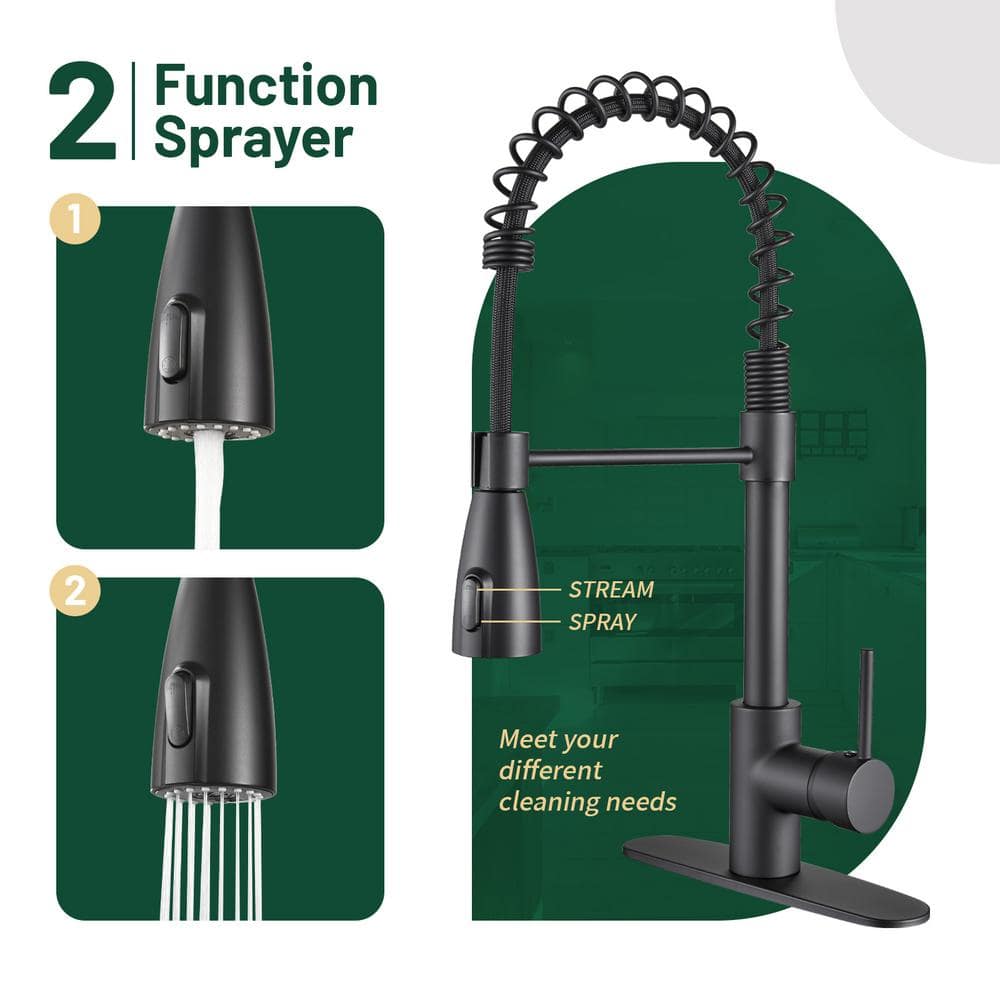 Matte Black Touchless High-Arc Kitchen Faucet with Pull-Out Spray