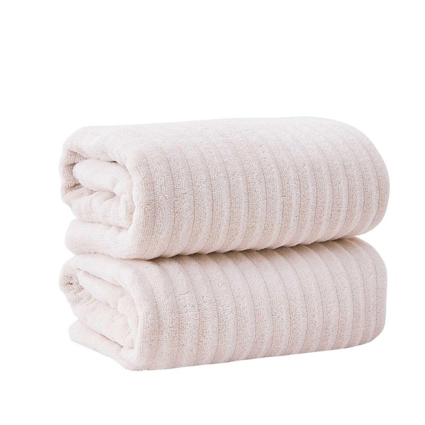 FRESHFOLDS Blush Premium Cotton Ribbed Textured 2-Pack Bath Sheet Set