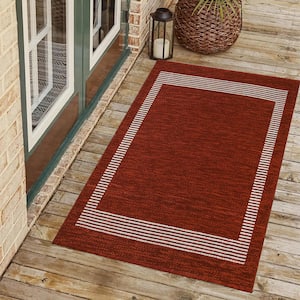 Azelia Red and Ivory 2 ft. x 3 ft. Indoor/Outdoor Area Rug