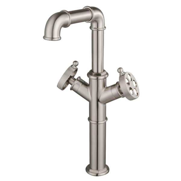 Wendell Double Handle Vessel Sink Faucet in Brushed Nickel