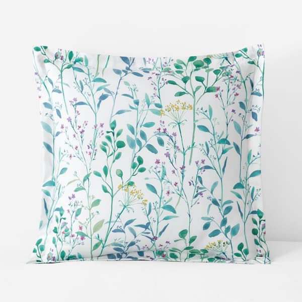 The Company Store Legends Hotel Spring Floral Vine Wrinkle-Free Sateen White Multi Sateen Euro Sham