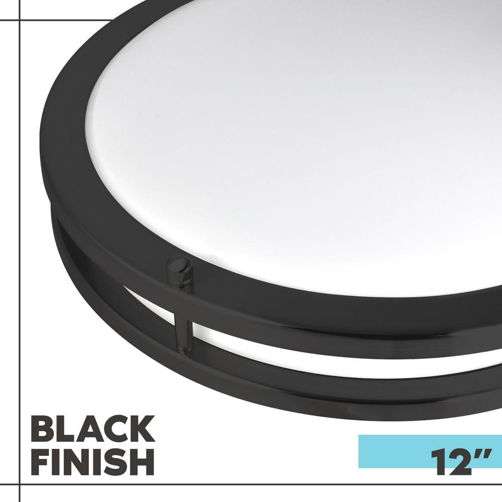 Matte Black Luxe LED Flush Mount Ceiling Light, 5-Color Temperature Selectable