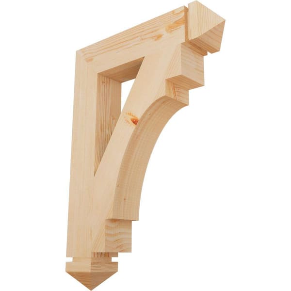 Ekena Millwork 3.5 in. x 28 in. x 20 in. Douglas Fir Merced Arts and Crafts Smooth Bracket