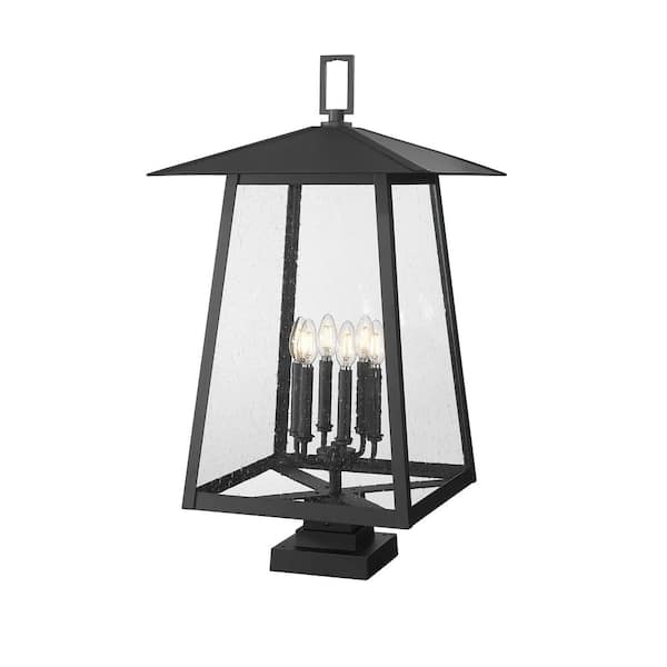 Rainer 32.5 in. 6-Light Black Aluminum Hardwired Outdoor Marine Grade Pier Mount-Light with no bulbs included