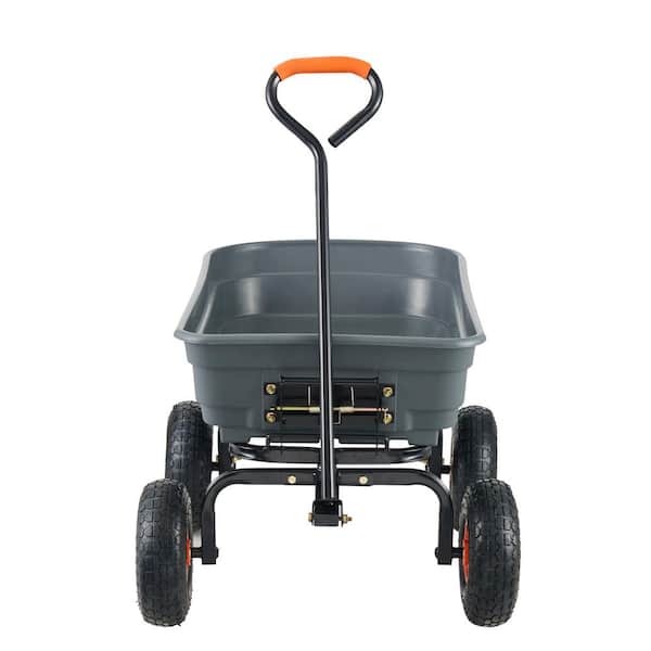 SVOPES 4 cu. ft. Dump Cart Poly Steel Frame Dump Wagon with 2 in 1 Convertible Handle Garden Cart 600 lbs. Capacity
