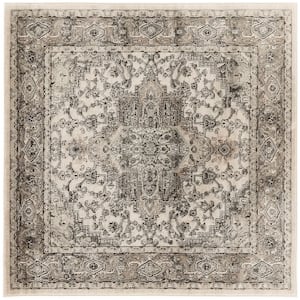 Concerto Ivory Grey 5 ft. x 5 ft. Center medallion Traditional Square Area Rug