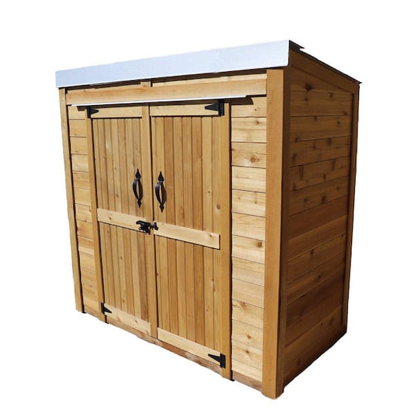 Outdoor Living Today 6 ft. W x 3 ft. D Cedar Wood GardenSaver Shed with Double Doors and Metal Roof (18 sq. ft.)