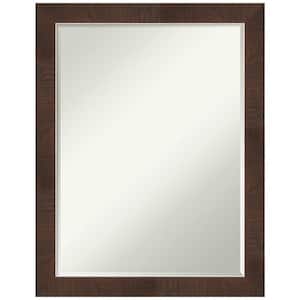 Wildwood Brown Narrow 21.25 in. x 27.25 in. Petite Bevel Farmhouse Rectangle Framed Wall Mirror in Brown