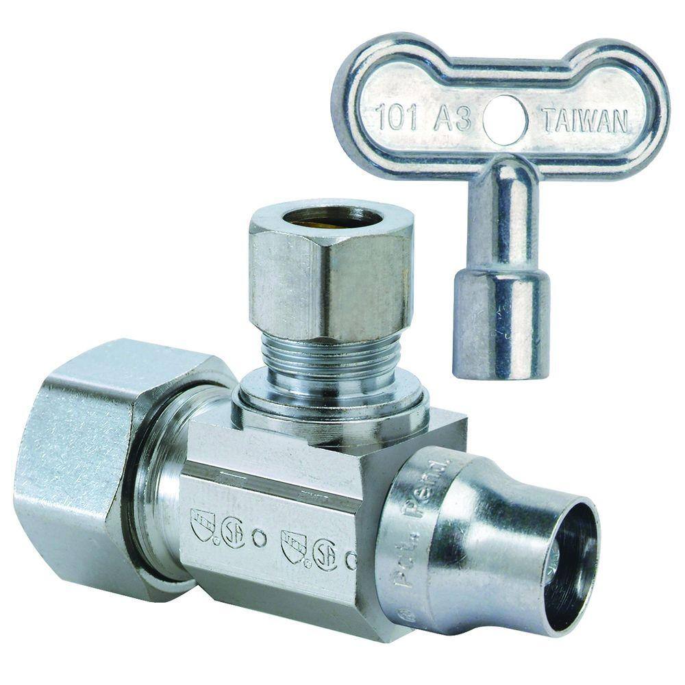 1/2 in. Nom Comp Inlet x 3/8 in. OD Comp Outlet 1/4-Turn Angle Ball Valve with Lock Shield and Loose Key No-Lead Brass price history on PriceWatchPro