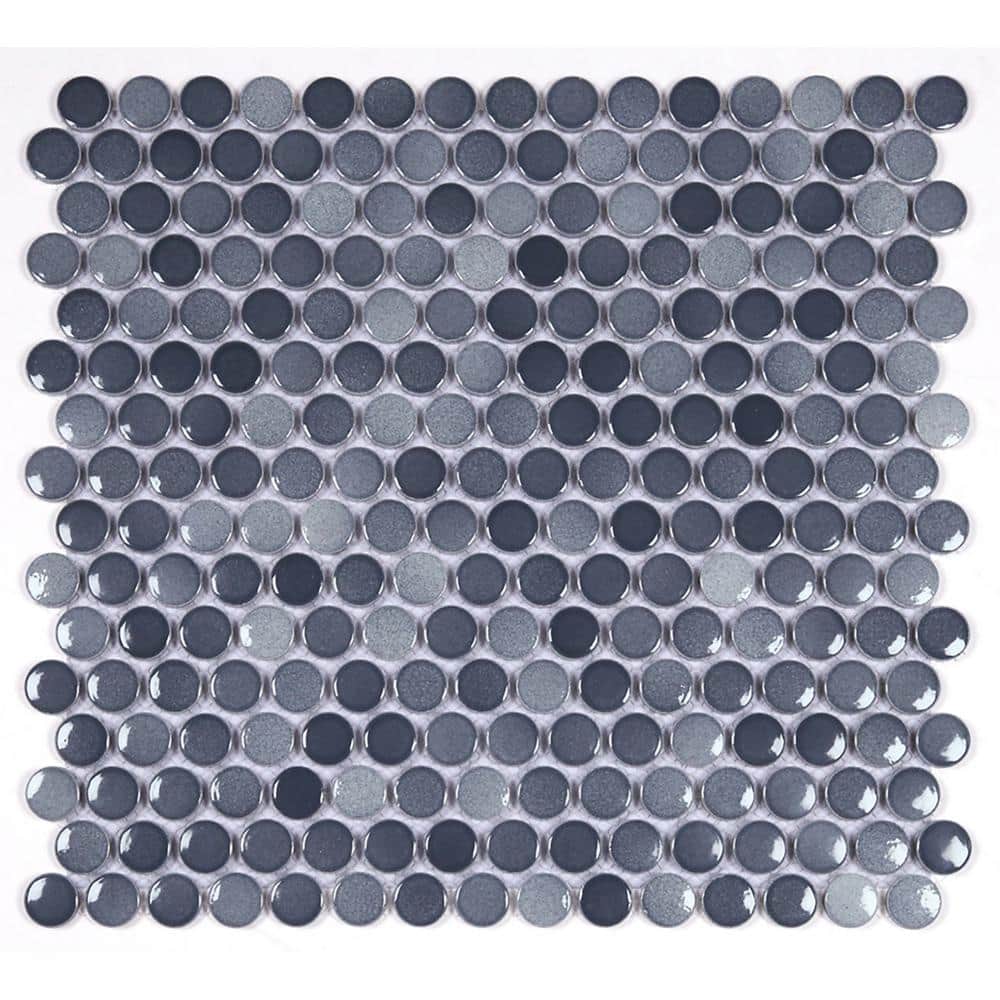 ABOLOS Monet Jewels Dark Gray 12 in. x 12 in. Penny Round ABOLOS Monet Jewels Dark Gray 12 in. x 12 in. Penny Round