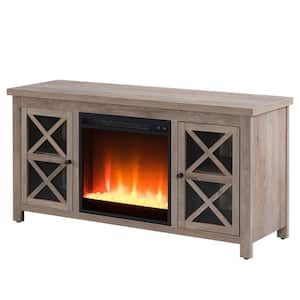 Colton 47.75 in. Gray Oak TV Stands with Crystal Fireplace Insert