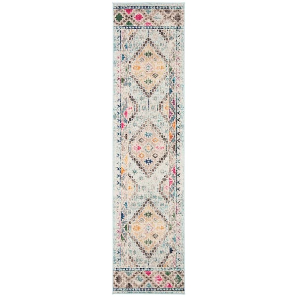 SAFAVIEH Madison Blue/Yellow 2 ft. x 10 ft. Geometric Runner Rug