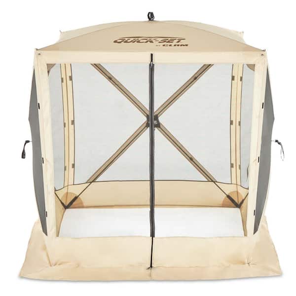 Clam Quick-Set Traveler Portable Tan Camping Outdoor Gazebo Canopy Shelter