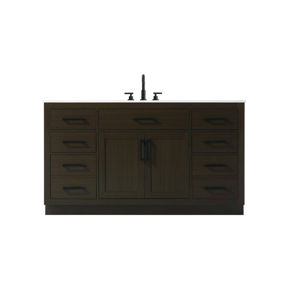 60 in. Single Sink Mocha Brown Bath Vanity with White Engineered Marble Top price history on PriceWatchPro
